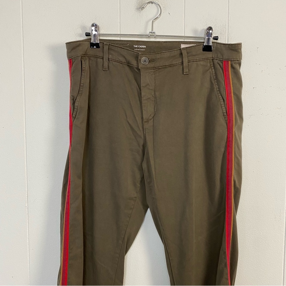 AG Adriano Goldschmied The Caden Tailored Trouser Size 28 R Side Stripe Olive - Picture 3 of 12